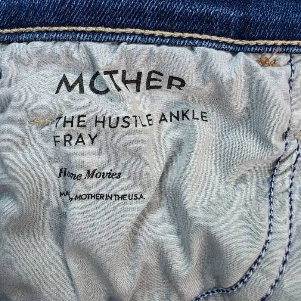 MOTHER Denim Hustler High Rise Flare Jeans Frayed Hem 28 / 6
